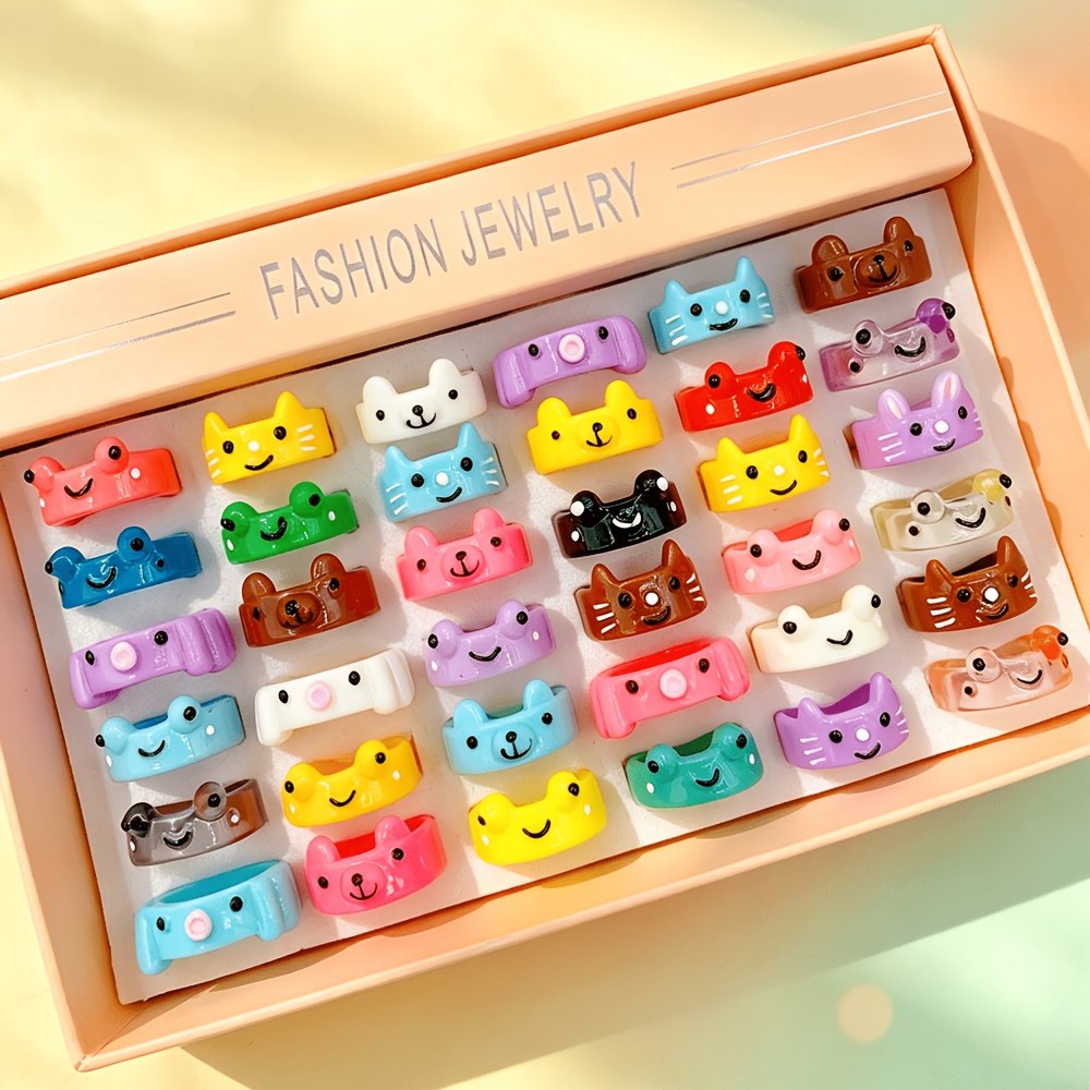 12pc Women's Cute Cartoon Small Animal Ring Set, Fun Gift
